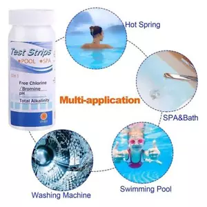50x 3in1 Teststreifen Pool Chlor pH Wert Alkalität Pooltester Wassertester F5G7 - Bild 1 von 14