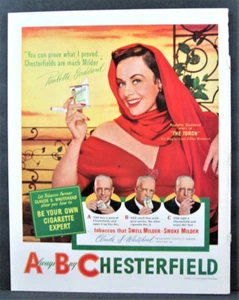 Vintage 1950 Chesterfield Zigaretten Magazin Anzeige ganze Seite Star Paulette Goddard - Bild 1 von 1
