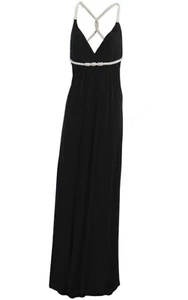 Forever Unique ‘Noreen’ Black Backless Maxi Dress with Diamante Straps 8 - Picture 1 of 3