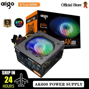 AK 600W PC PSU Power Supply Unit Black Gaming Quiet 120Mm RGB Fan 24Pin 12V ATX - Picture 1 of 12