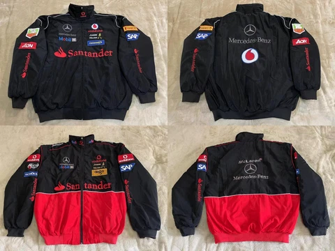 Adult F1 Vintage Racing Jacket, Ebroidered Cotton Padded , Benz Jacket Cover