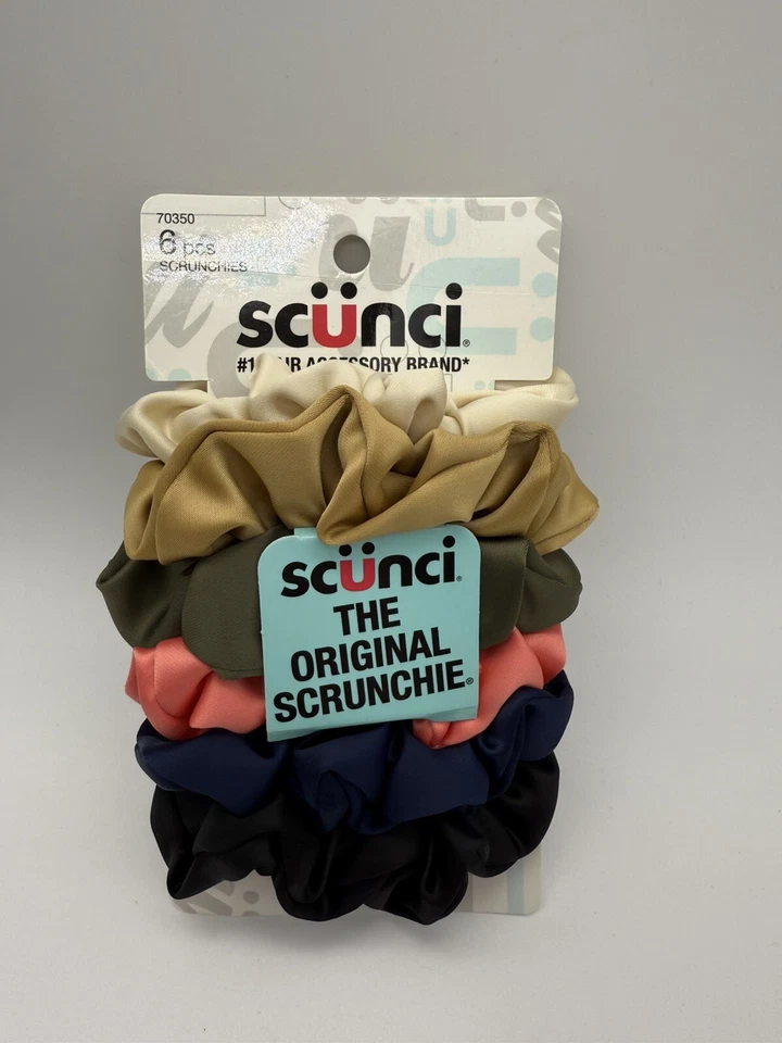 SCUNCI Twisters Print /solid 6 Ct