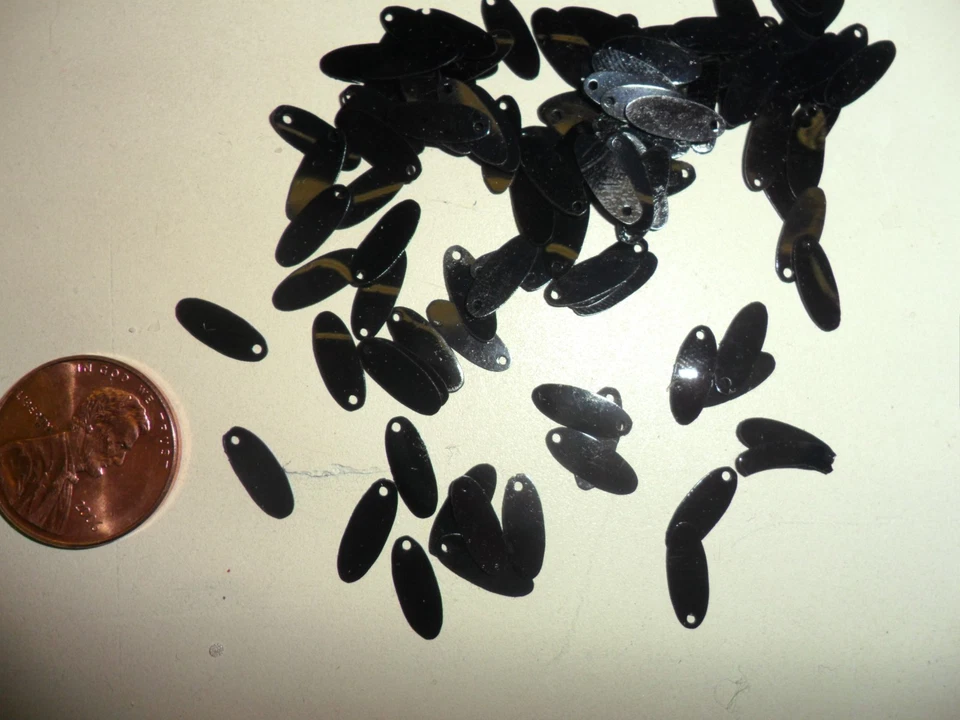 Lentejuelas lentejuelas ovaladas negras vintage - 200 piezas Foto 1 de 1