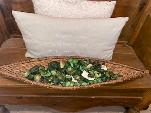 Long Leaf Woven Wicker Basket & NEXT Pot Pourri Table Centrepiece Home Decor Oka - Picture 1 of 9