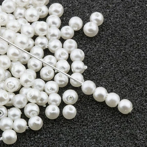 3mm White Acrylic Round Faux Pearl Beads Vintage Japanese 200pcs 10303001 - Picture 1 of 2