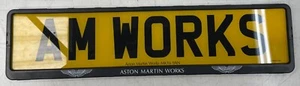 Aston Martin Works Number Plate Plinth/Holder With Key -  Classic Wings Logo - Picture 1 of 11