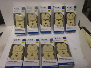 (Confezione da 9) Presa duplex standard Eaton Arrow Hart 20A TRCR20V-BX-LW AVORIO - Foto 1 di 4