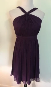 J.Crew Silk Purple Ruffle Halter Dress Cocktail Party Small 4 Silk Sleeveless - Picture 1 of 6