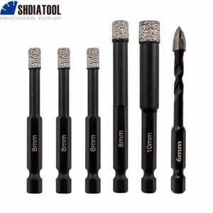 6pcs 6/6/6/8/10mm Diamond Drilling Core Bits Positioning Bit for Porcelain Tile - Picture 1 of 12