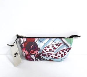 Izak Zenou Girls with Scarf Zip Pencil Case Makeup Bag Case Pouch NWT - Picture 1 of 5
