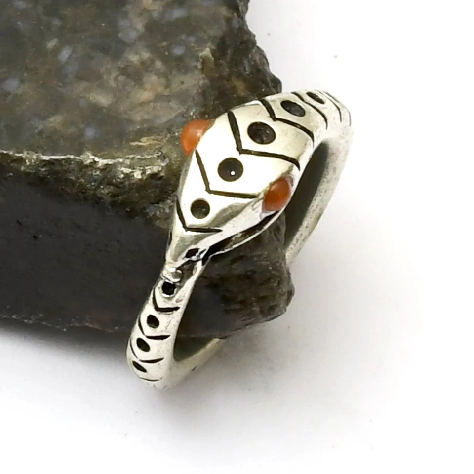 Carnelian 宝石手工蛇戒指珠宝婚礼美国尺寸 7 AR 40166 — 第 1/1 张图片