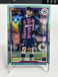 2023 Topps Merlin UCL Pedri Aqua Refractor/199 FC Barcelona #47 - Imagen 1 de 2