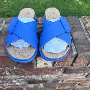 NEW Cloudsteppers Clarks Women’s Size 6.5 Wide Step June Shell Blue Sandal Slide - Picture 1 of 9