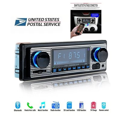 BCSMMCAR 1Din Bluetooth Car Radio Stereo FM Audio Head Unit MP3 Player USB/TF/AUX In-Dash