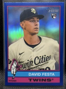 2025 Topps Heritage #249 David Festa Chrome Blue Refractor #/150 - Picture 1 of 2