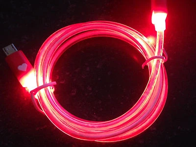 39" LED GLOW EL light MICRO USB charger cable FOR samsung galaxy s6+ edge note 5 - Image 1 of 4