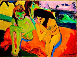Naked Girls Talking by Ernst Ludwig Kirchner A2+ High Quality Canvas Art Print - Picture 1 of 1