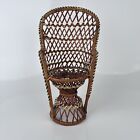 Vintage Wicker Peacock Fan Back Rattan Chair 12” for Doll Plant Stand Boho Decor