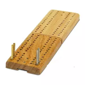 WE Games Mini Travel Cribbage Bord, Wood, Folding 2 Player Board, Metal Pegs - Picture 1 of 6