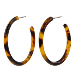 Carini Orecchini Tartaruga Shell Hoops Semplici Sottili Tartaruga Cerchi Acetato - Foto 1 di 11
