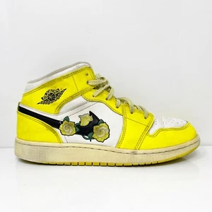Nike Boys Air Jordan 1 Mid SE AV5174-700 Yellow Basketball Shoes Sneakers Sz 5Y - Picture 1 of 12