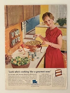 Vintage 1962 McCormick Gourmet Spices Print Ad “Look Who’s Cooking?” - Picture 1 of 1