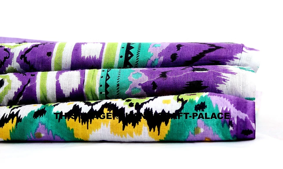 Arte de vestir de tela de algodón natural impreso a mano Ikat indio de 10 yardas Foto 1 de 3