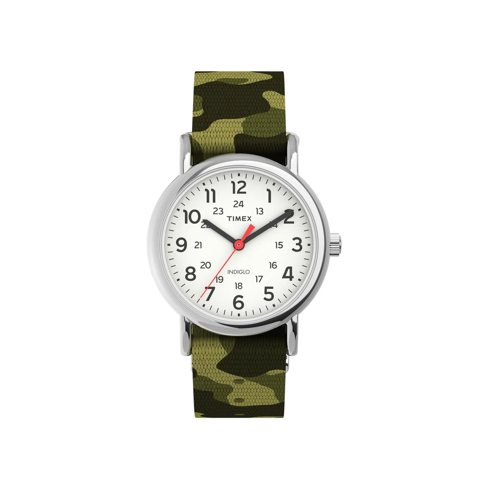 Timex Weekender 31mm Watch TW2V61500 Camo Fabric Strap White Dial Women's READ