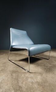 B&B Italia Lazy Chair 05 by Patricia Urquiola 2005 in Blue Grey Leather