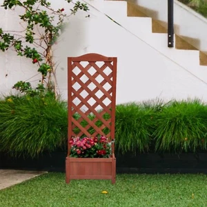 Wooden Planter Grid Trellis Rectangular Flower Pot Box Lattice Garden Indoor - Picture 1 of 6