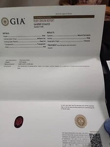 GIA Certified 1.07 CT. Red Tanzanian Ruby. - Picture 1 of 7