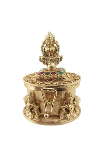 Caja tradicional india de latón Sindoor Dabbi Kumkum para accesorio de boda Pooja - Imagen 1 de 3
