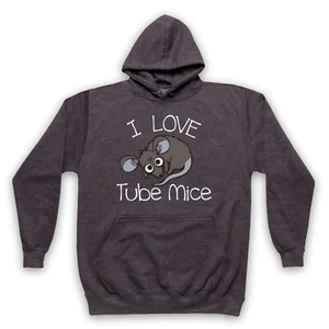 DIVERTIDA SUDADERA CON CAPUCHA HIPSTER I LOVE TUBE MICE TRAIN MOUSE UNISEX ADULTOS - Imagen 1 de 11
