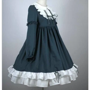 Women Girl Japanese Lolita Dress Cosplay Kawaii Ruffle Puff Sleeve Cosplay Retro - Picture 1 of 9