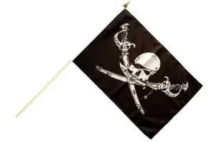 Pirat mit Säbel Stockflagge Flaggen Fahnen Stockfahne 30x45cm - Bild 1 von 1