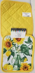 Set di 2 porta pentole jumbo stampate (7"x8") GIRASOLI IN VASO E LIMONI, AM - Foto 1 di 8