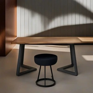 Solid Oak Dining Table with Steel, Metal Legs - DURABLE HARDWOOD, FRIDA Table - Picture 1 of 10