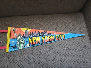 New York City Pennant, Blue/Orange. Vintage - Picture 1 of 3