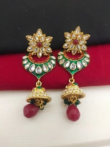 Indian Jewelry Earring Bollywood Ethnic Gold Plated Party wear earring For women - Picture 1 of 2