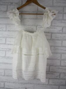 AJE Filomena cami top white frills cotton silk camisole AU 8