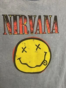 Camiseta Nirvana Gráfica Azul Logo Envejecido Años 90 Grunge Adulto Medio Azul - Imagen 1 de 6