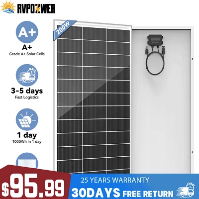 RVPOZWER 200W 12V Solar Panel Mono 18BB Battery Charge RV PV Home Off-Grid Battery Power