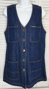 1990s Ashleigh Morgan Work Wear Women's 4 Pocket Blue Denim Vest Retro~MED VGC! - Picture 1 of 9