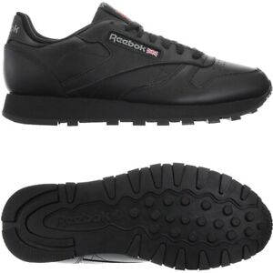 Reebok Classic Leather schwarz Herren Leder Low-Top Sneakers Running Schuhe NEU