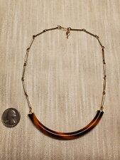Vintage Sarah Coventry Necklace Faux Tortoise Shell Crescent & Gold Tone Bar