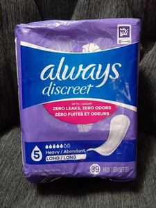 Always Discreet Incontinence Pads, 5 Heavy Absorbency, Long Length, 39 CT - Bild 1 von 1