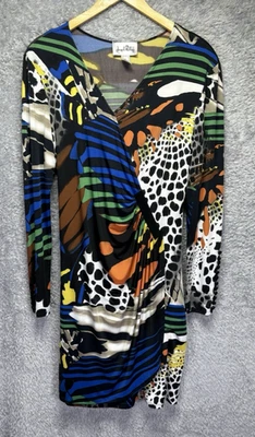 Vestido Jersey Joseph Ribkoff Colorido Talla 16 Elástico Manga Larga Bodycon Cuello en V Foto 1 de 4