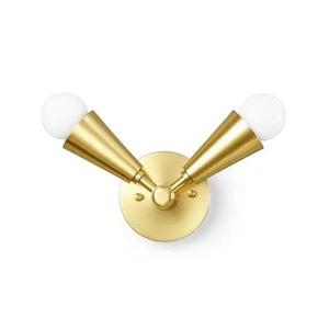 Connie Brushed Gold 2-Light Wall Sconce-Mid Century Modern Room Wall lamp - Picture 1 of 3