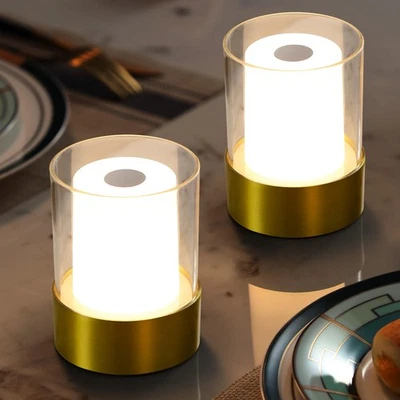 Juego de 2 lámparas LED 4" pequeñas LED a pilas, mesa recargable inalámbrica... Foto 1 de 4