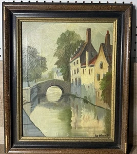Antique Belgian Oil Painting On Canvas Cabal Scene Signed Framed - Picture 1 of 18